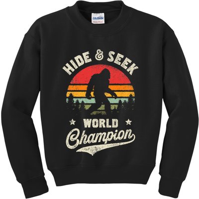 Bigfoot Hide And Seek World Champion Sasquatch Retro Vintage Kids Sweatshirt