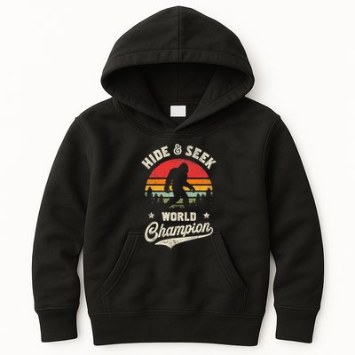 Bigfoot Hide And Seek World Champion Sasquatch Retro Vintage Kids Hoodie