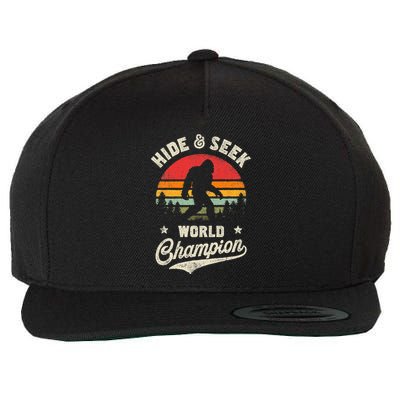 Bigfoot Hide And Seek World Champion Sasquatch Retro Vintage Wool Snapback Cap