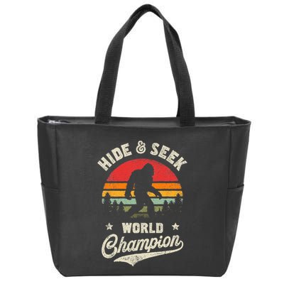 Bigfoot Hide And Seek World Champion Sasquatch Retro Vintage Zip Tote Bag