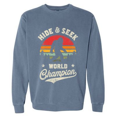 Bigfoot Hide And Seek World Champion Sasquatch Retro Vintage Garment-Dyed Sweatshirt