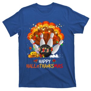 Bowling Halloween And Merry Christmas Happy Hallothanksmas T-Shirt