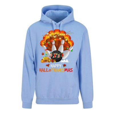 Bowling Halloween And Merry Christmas Happy Hallothanksmas Unisex Surf Hoodie