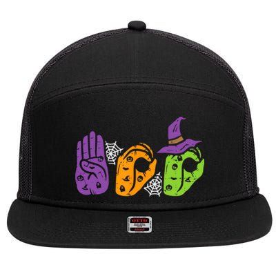 Boo Hands American Sign Language Pride Asl Halloween 7 Panel Mesh Trucker Snapback Hat