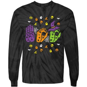 Boo Hands American Sign Language Pride ASL Halloween Tie-Dye Long Sleeve Shirt