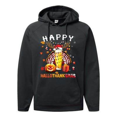 Beer Halloween And Merry Christmas Happy Hallothanksmas Performance Fleece Hoodie