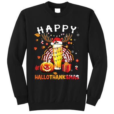 Beer Halloween And Merry Christmas Happy Hallothanksmas Sweatshirt