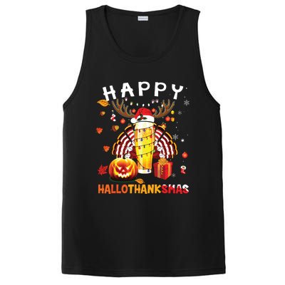 Beer Halloween And Merry Christmas Happy Hallothanksmas PosiCharge Competitor Tank