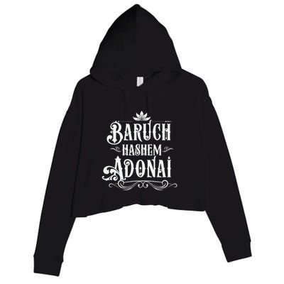 Baruch Hashem Adonai  Hebrew Christian Blessing Gift  Crop Fleece Hoodie