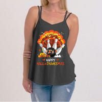 Bowling Halloween And Merry Christmas Happy Hallothanksmas Women's Strappy Tank