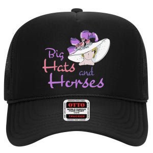 Big Hats And Horses Derby Day Kentucky High Crown Mesh Back Trucker Hat