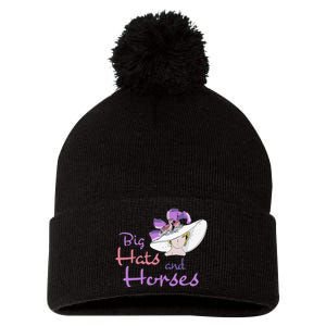 Big Hats And Horses Derby Day Kentucky Pom Pom 12in Knit Beanie