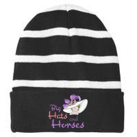 Big Hats And Horses Derby Day Kentucky Striped Beanie with Solid Band