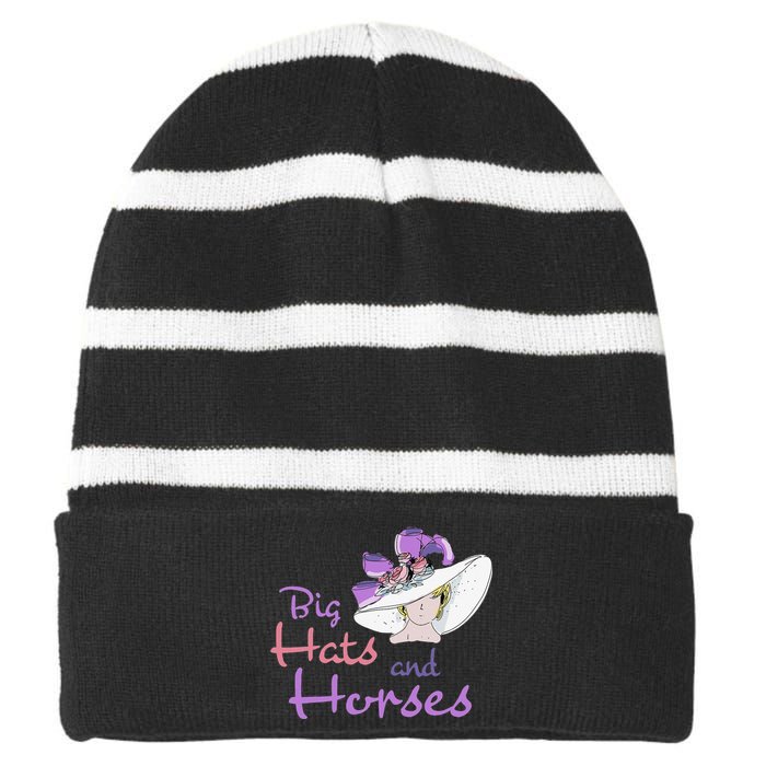 Big Hats And Horses Derby Day Kentucky Striped Beanie with Solid Band