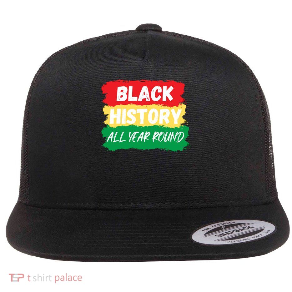 Black History All Year Round/Afro Pride Cute Gift Flat Bill Trucker Hat