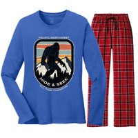 Bigfoot Hide And Seek Alltime Champ Of Pacific Northwest Funny Gift Women's Long Sleeve Flannel Pajama Set 