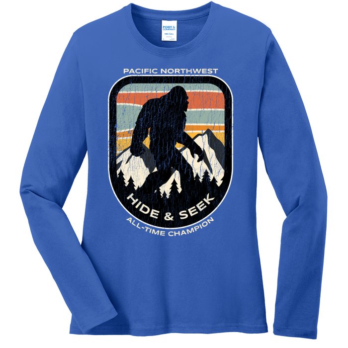 Bigfoot Hide And Seek Alltime Champ Of Pacific Northwest Funny Gift Ladies Long Sleeve Shirt