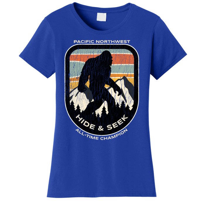 Bigfoot Hide And Seek Alltime Champ Of Pacific Northwest Funny Gift Women's T-Shirt