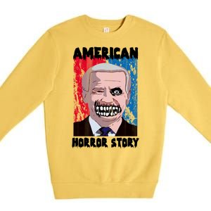 Biden Horror American Zombie Story Halloween Premium Crewneck Sweatshirt