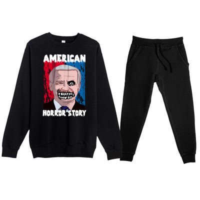 Biden Horror American Zombie Story Halloween Premium Crewneck Sweatsuit Set