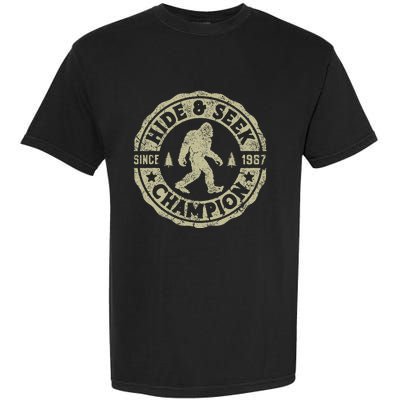 Bigfoot Hide And Seek Champion Funny Sasquatch Garment-Dyed Heavyweight T-Shirt