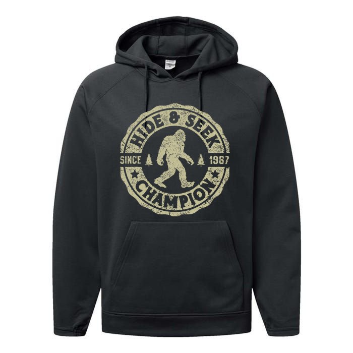 Bigfoot Hide And Seek Champion Funny Sasquatch Performance Fleece Hoodie