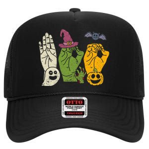 Boo Hands American Sign Language Pride Asl Halloween Witch High Crown Mesh Back Trucker Hat