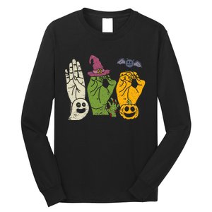 Boo Hands American Sign Language Pride Asl Halloween Witch Long Sleeve Shirt