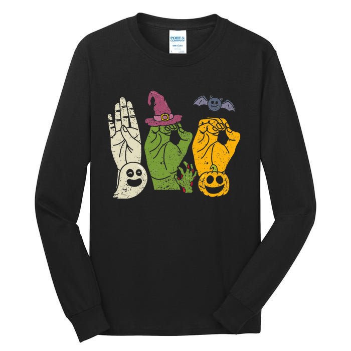 Boo Hands American Sign Language Pride Asl Halloween Witch Tall Long Sleeve T-Shirt