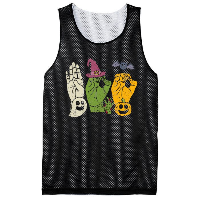 Boo Hands American Sign Language Pride Asl Halloween Witch Mesh Reversible Basketball Jersey Tank