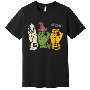 Boo Hands American Sign Language Pride Asl Halloween Witch Premium T-Shirt