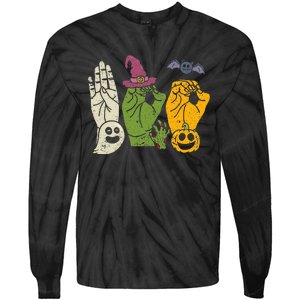 Boo Hands American Sign Language Pride Asl Halloween Witch Tie-Dye Long Sleeve Shirt