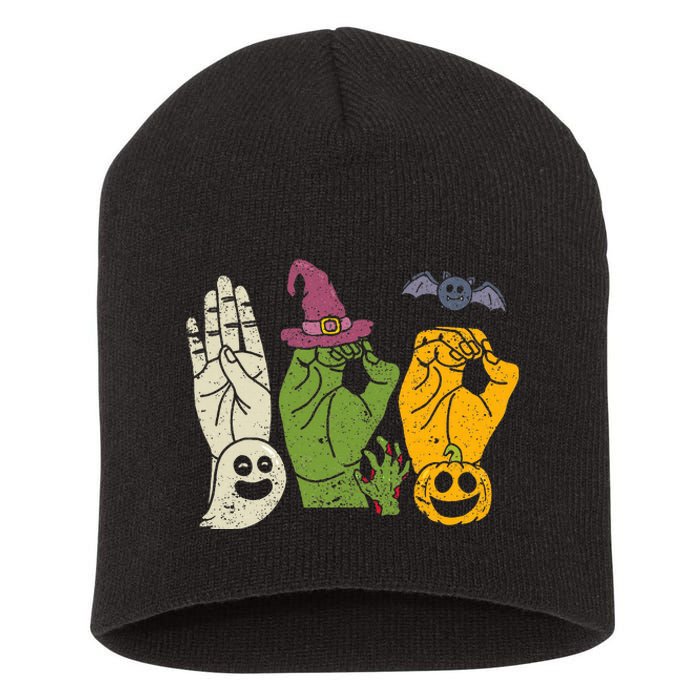 Boo Hands American Sign Language Pride Asl Halloween Witch Short Acrylic Beanie