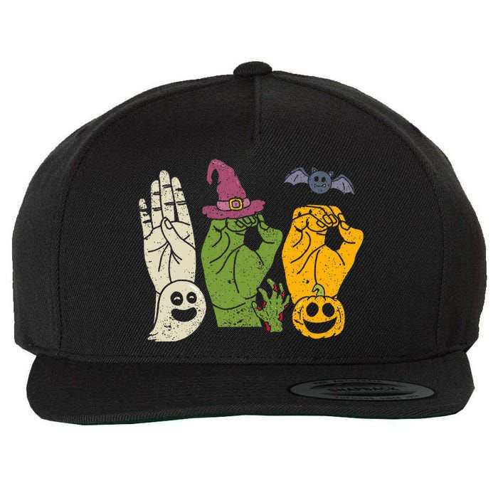 Boo Hands American Sign Language Pride Asl Halloween Witch Wool Snapback Cap