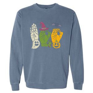 Boo Hands American Sign Language Pride Asl Halloween Witch Garment-Dyed Sweatshirt