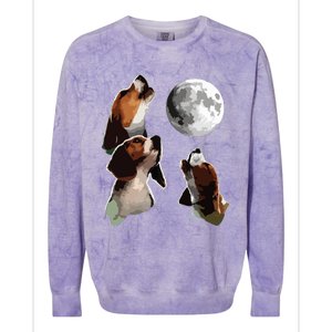 Beagle Howling At The Moon Funny Beagle Owner Beagle Colorblast Crewneck Sweatshirt