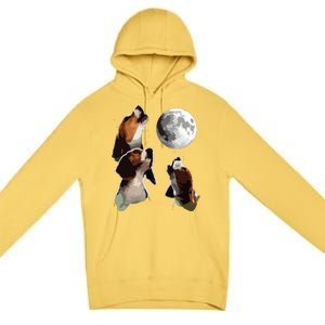 Beagle Howling At The Moon Funny Beagle Owner Beagle Premium Pullover Hoodie