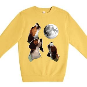 Beagle Howling At The Moon Funny Beagle Owner Beagle Premium Crewneck Sweatshirt