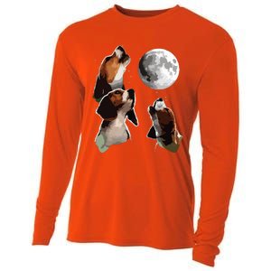 Beagle Howling At The Moon Funny Beagle Owner Beagle Cooling Performance Long Sleeve Crew