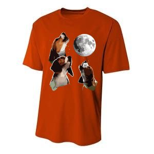 Beagle Howling At The Moon Funny Beagle Owner Beagle Performance Sprint T-Shirt