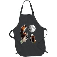 Beagle Howling At The Moon Funny Beagle Owner Beagle Full-Length Apron With Pockets