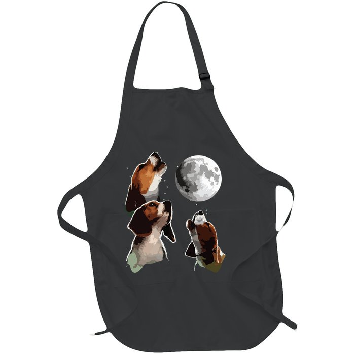 Beagle Howling At The Moon Funny Beagle Owner Beagle Full-Length Apron With Pockets