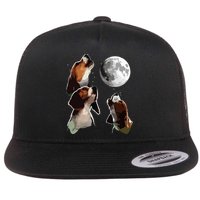 Beagle Howling At The Moon Funny Beagle Owner Beagle Flat Bill Trucker Hat