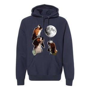 Beagle Howling At The Moon Funny Beagle Owner Beagle Premium Hoodie