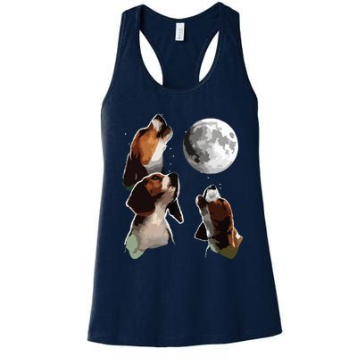 Beagle Howling At The Moon Funny Beagle Owner Beagle Women's Racerback Tank