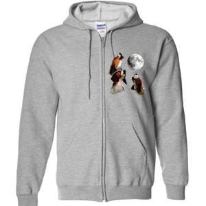 Beagle Howling At The Moon Funny Beagle Owner Beagle Full Zip Hoodie