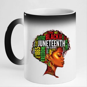 Black History Afro Queen Melanin Word Art Womens Juneteenth 11oz Black Color Changing Mug