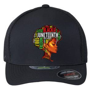 Black History Afro Queen Melanin Word Art Womens Juneteenth Flexfit Unipanel Trucker Cap