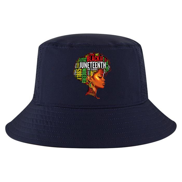 Black History Afro Queen Melanin Word Art Womens Juneteenth Cool Comfort Performance Bucket Hat