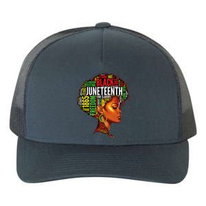 Black History Afro Queen Melanin Word Art Womens Juneteenth Yupoong Adult 5-Panel Trucker Hat